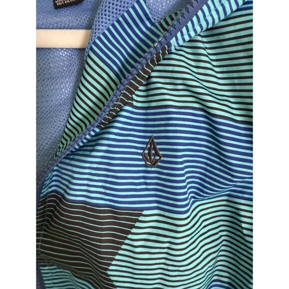 Volcom Hoodie Windbreaker Jacket Zip Boys  Large Blue Stripe Surf skateboard - Picture 4 of 11